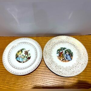 Vintage coquette Gold trimmed Decorative Plates